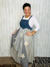 Stripes & Patchwork with Lace Appliqué Overall/Jumper Dress