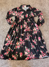 Kaylee Collared Black & Magenta Dress- PLUS