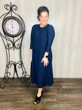 Brenda Honeycomb Dress-Navy