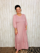 Lillian Striped Dress- Mauve