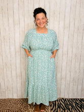 Georgiana Sage Square Neck Dress