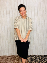 Rylee Taupe & Grey Striped Top