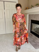 Tonya Marie Ruffled Tiered Dress- Rust Abstract