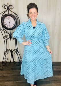 Vintage & Polkadot Dress- Blue or Mauve