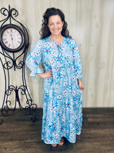 Clara Blue Peony Dress
