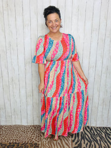 Mallory Colors of Summer Patchwork Dress Medium