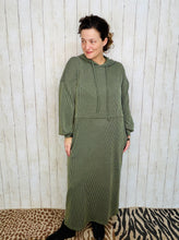 Cozy On Up Ribbed Lounge Dress- Olive