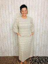 Jennifer Textured Midi Dress- Ivory & Black