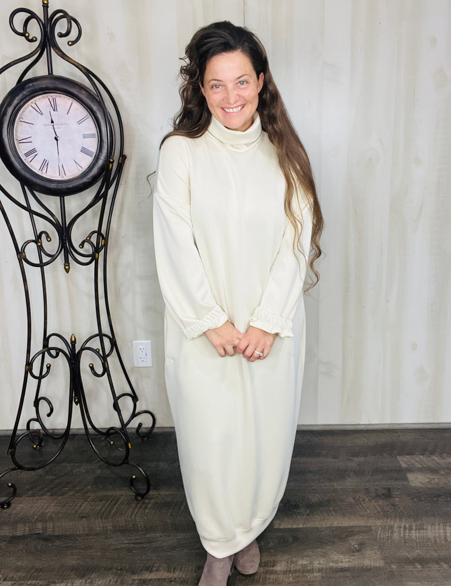 Fabulous Sweatshirt Dress-Cream 3XL