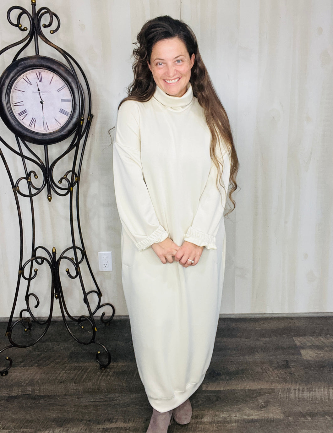Fabulous Fall Sweatshirt Dress-Cream