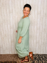 Lillian Striped Dress- Sage