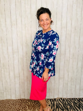 Jordan Tiered Tunic Top- Blue Roses