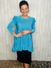 Turquoise Bodre Tunic- Ruffle Sleeves