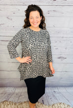 Tara Sharkbite Tunic-Gray Leopard Print
