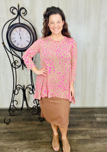 Samantha Ruffle High Low Tunic-Pink & Leopard