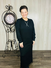 Sophia Sweatshirt Dress-Black Ribbed