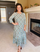 Green & Brown Plaid Dreams Ruffle Hem Dress
