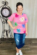 Pink Floral Textured Top