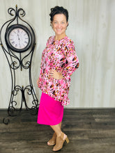 Samantha Ruffle High Low Tunic-Pink Leopard