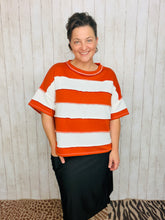 French Terry Striped Top- Orange