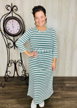 Ribbed Lounge Dress- Sage & Ivory