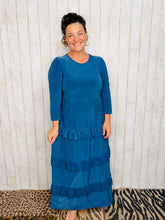 Misty Ruffle Tiered Dress-Denim Blue