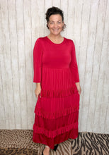 Misty Ruffle Tiered Dress- Red