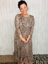 Handkerchief & Leopard Print Taupe Dress