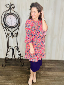 Purple & Orange Abstract Tunic