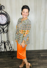 Lillian Bow Front Tunic Top- Floral & Geometric