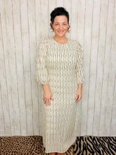 Jennifer Textured Midi Dress- Ivory & Black