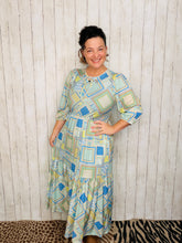 Mallory Light Blue & Green Patchwork Dress