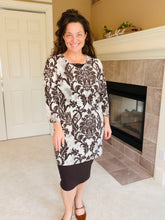 Brown Paisley Print 3/4 Sleeve Tunic