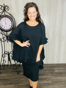 Stacy Woven Solid Blouse-Navy & Black