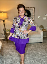 Jasmine Bow & Ruffle Tunic- Purple & Floral