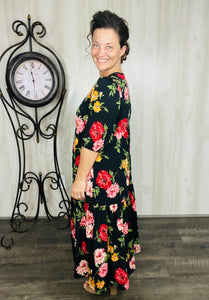 Jenna Black & Pink Floral Dress