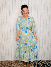 Mallory Light Blue & Green Patchwork Dress
