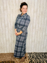 Adorable In Plaid Lounge Dress-Navy Plaid