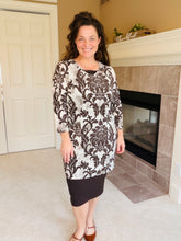 Brown Paisley Print 3/4 Sleeve Tunic