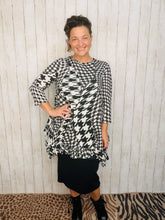 Cynthia Ruffle High Low Tunic-Houndstooth