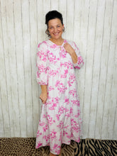 Cassie Tiered Boho Style Dress-Pink Toile