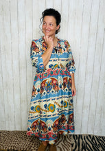 Larissa Blue Border Print Mix Dress