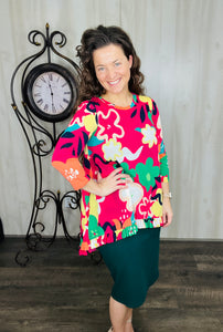 Samantha Ruffle High Low Tunic- Vintage Wild Flowers