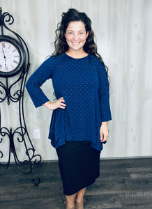 Navy & Shimmer Sharkbite Tunic