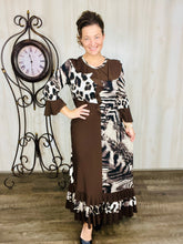 Raquel Ruffles & Chocolate Brown Animal Print Dress