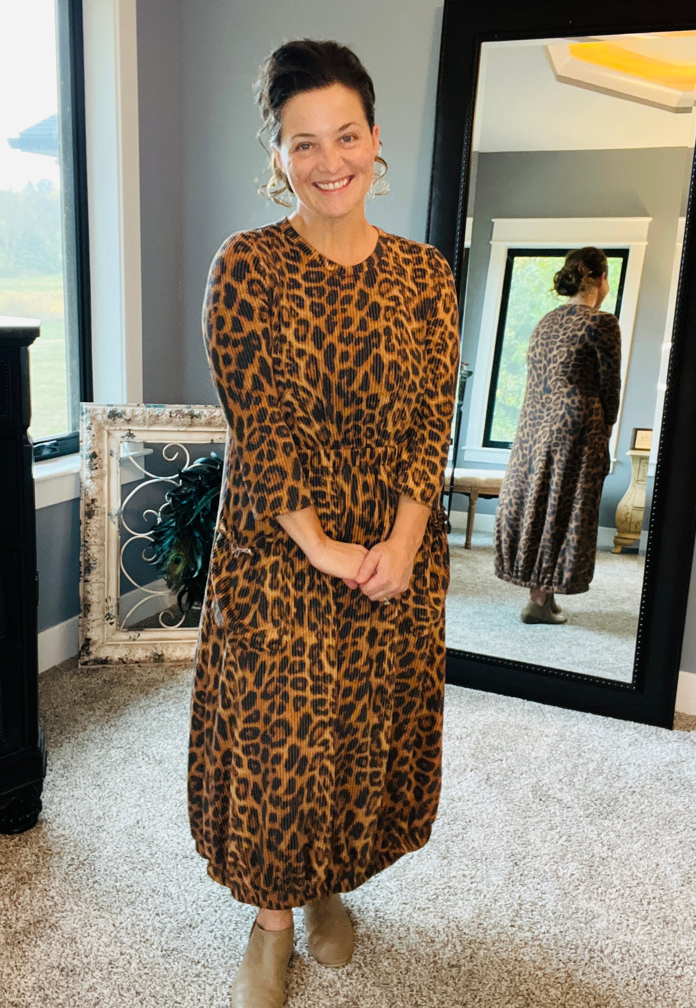 Take On The Day- Leopard Print Bubble Hem Dress 2XL Take On The Day- Leopard Print Bubble Hem Dress 2XL