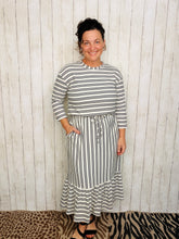 Ribbed Midi Dress- Black & White Stripe