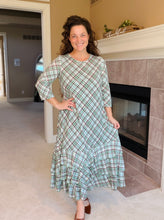 Green & Brown Plaid Dreams Ruffle Hem Dress
