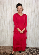 Misty Ruffle Tiered Dress- Red