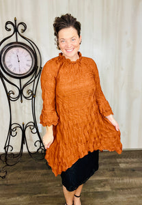 Regina Textured Tunic- Rust